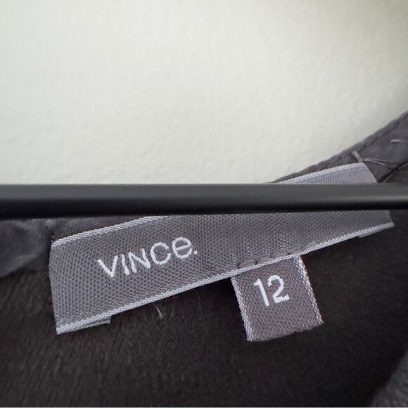 Vince Sleeveless Solid Gray V-Neck Dress Business Professional Minimalist Zip Up - Picture 3 of 5